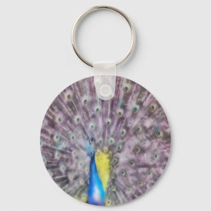 In Fine Feather Peacock Mating Plumage Key Ring