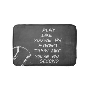 In first baseball motivational bath mat