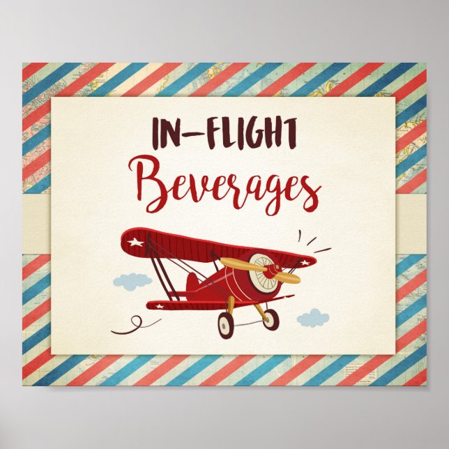 In flight beverages Sign Aeroplane Bar Food Table (Front)
