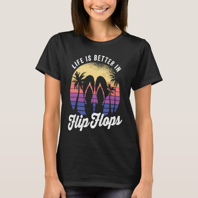 in flip flops for an retro beach vacation T-Shirt (Front)