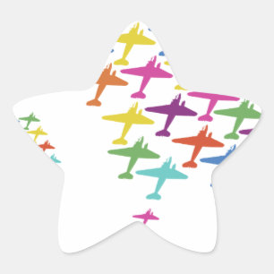 In Formation Aeroplane Balloon Flight Aviation Star Sticker