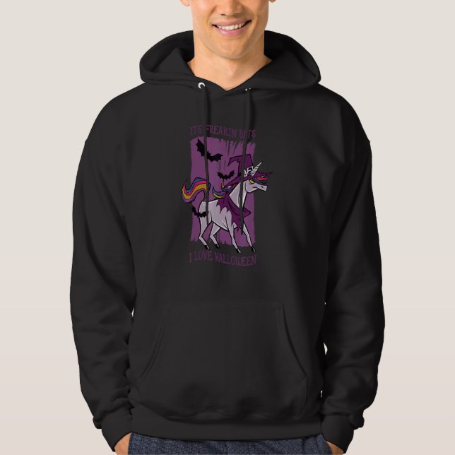 In freakin bats i love Halloween unicorn wizard Hoodie (Front)