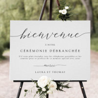 In French, Welcome to Unplugged Ceremony Sign