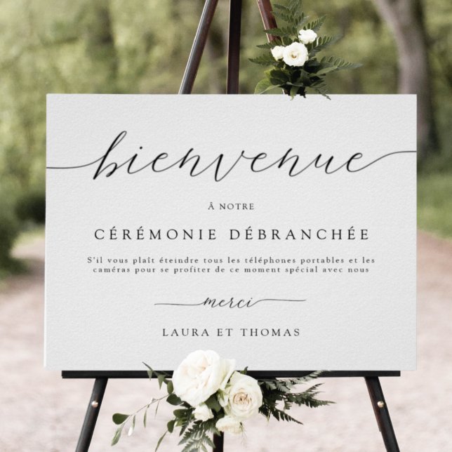 In French, Welcome to Unplugged Ceremony Sign (Creator Uploaded)