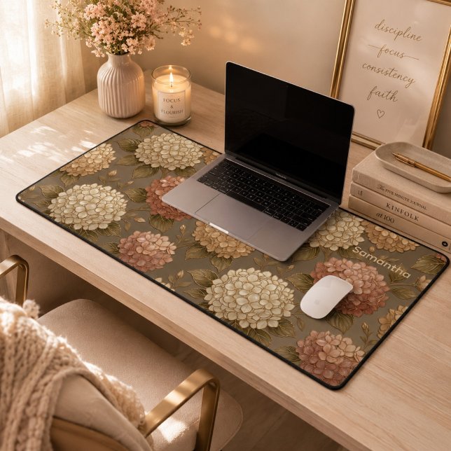 "In Full Bloom Desk Mat | Luxury Hydrangea Floral  (Creator Uploaded)