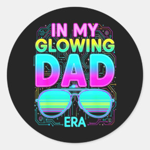 in Glowing Dad Era Retro Groovy Colourful Fathers Classic Round Sticker