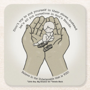 In God’s Hands Square Paper Coaster