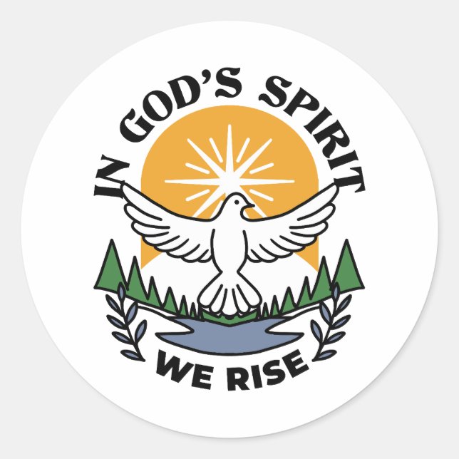 In God’s Spirit We Rise – Faith and Freedom Classic Round Sticker (Front)