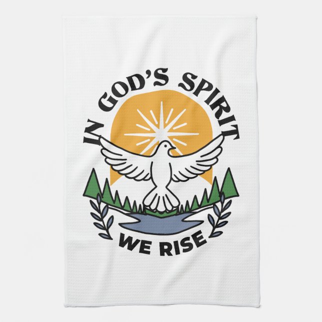 In God’s Spirit We Rise – Faith and Freedom Tea Towel (Vertical)
