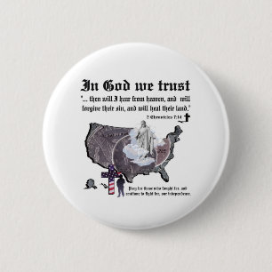 IN GOD WE TRUST - 2 Chronicles 7:14 6 Cm Round Badge