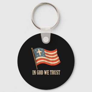 In God We Trust American Flag Cross Faith 4th Of J Key Ring