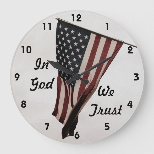 In God We Trust-American Flag Large Clock (Front)