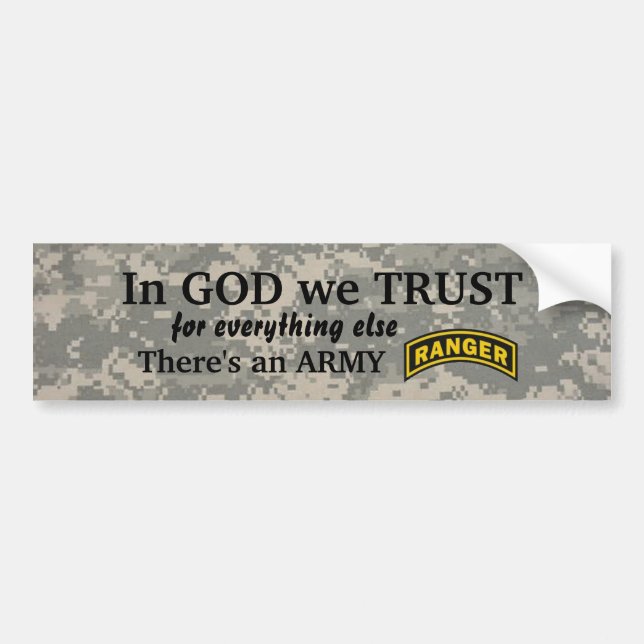 in god we trust Army ranger camo bumper Bumper Sticker (Front)
