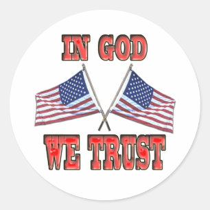 In God We Trust Crossed Flags Sticker