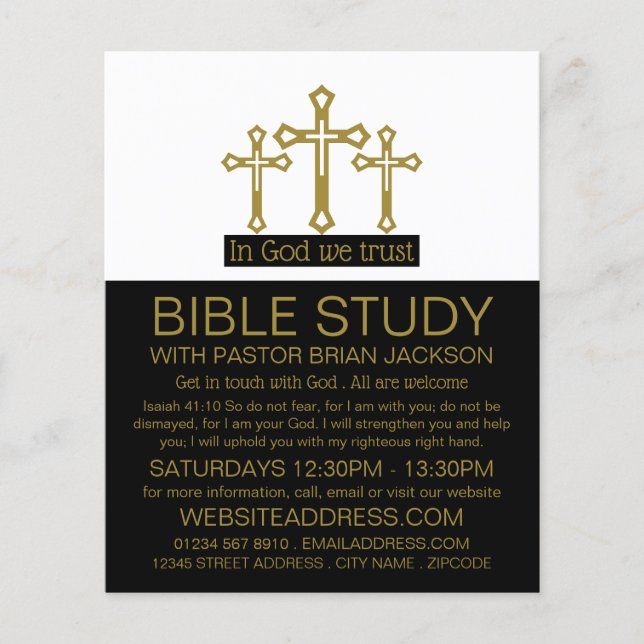 In God We Trust, Crucifix, Christian Bible Class Flyer (Front)