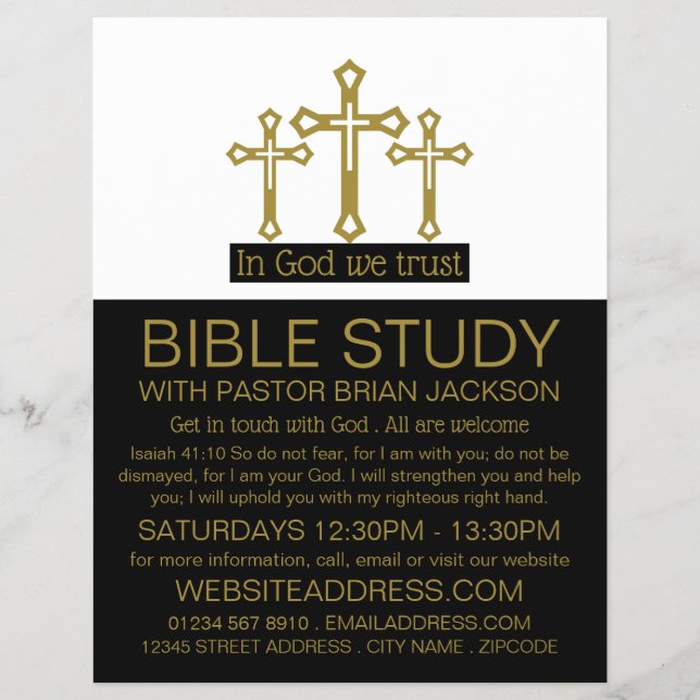 In God We Trust, Crucifix, Christian Bible Class Flyer (Front)