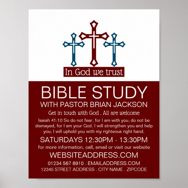 In God We Trust, Crucifix, Christian Bible Class Poster (Front)