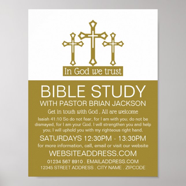 In God We Trust, Crucifix, Christian Bible Class Poster (Front)