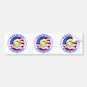 In God We Trust Eagle Flag Round classic Bumper St Sticker
