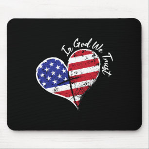 In God We Trust Heart 4th Of July Patriotic Flag C Mouse Mat