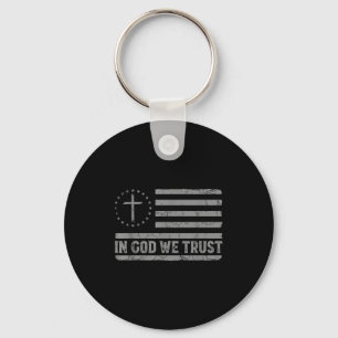 In God We Trust Jesus Cross Usa Flag Religious Fai Key Ring