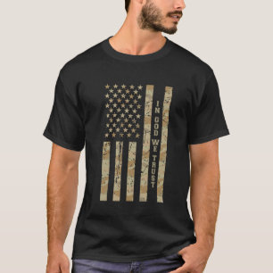 in God We Trust Motto Faith Desert Camo Distressed T-Shirt