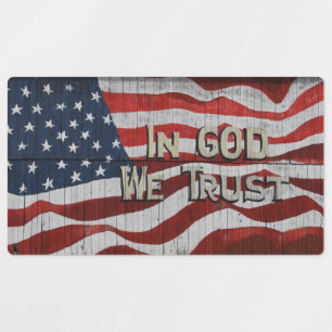 In God We Trust Rustic Barn Board American Flag