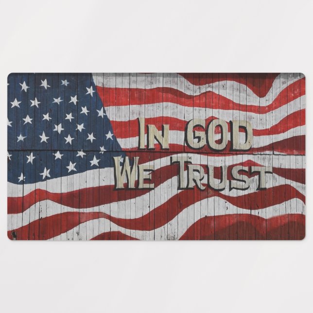 In God We Trust Rustic Barn Board American Flag (Design 1)