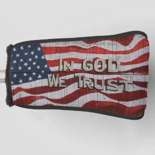 In God We Trust Rustic Barn Board American Flag Golf Head Cover