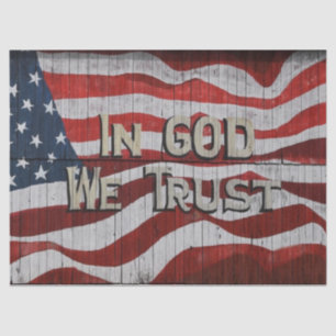 In God We Trust Rustic Barn Board American Flag Tissue Paper