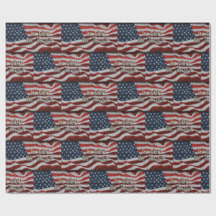 In God We Trust Rustic Barn Board American Flag Wrapping Paper