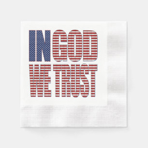 In God We Trust Stars and Stripes Text Christian Napkin