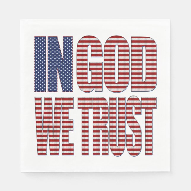 In God We Trust Stars and Stripes Text Christian Napkin (Front)