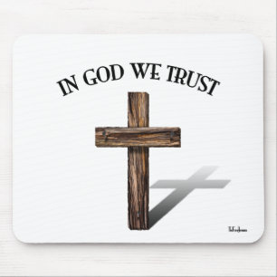In God We Trust with rugged cross Mouse Mat
