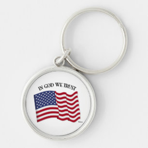 In God We Trust with US flag Key Ring