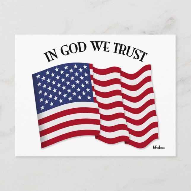 In God We Trust with US flag Postcard (Front)