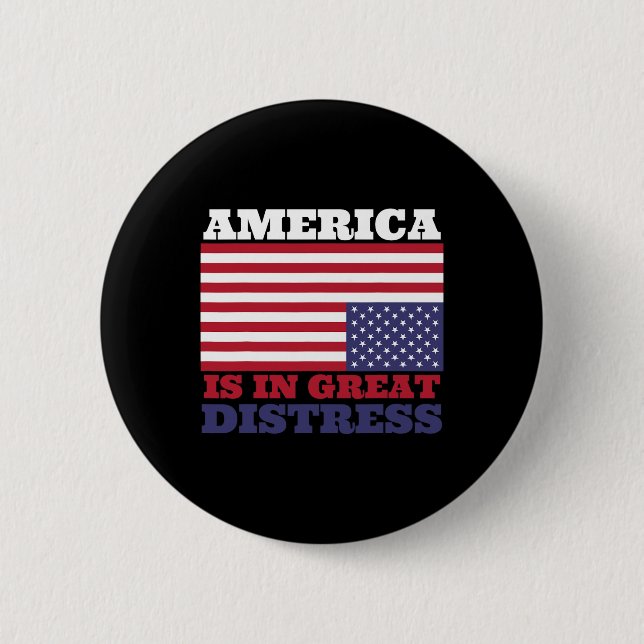 In Great Distress Upside Down American Flag United 6 Cm Round Badge (Front)