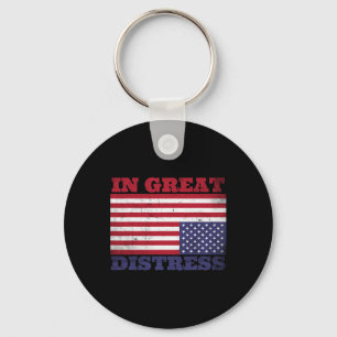 In Great Distress Upside Down American Flag United Key Ring