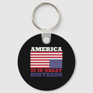 In Great Distress Upside Down American Flag United Key Ring