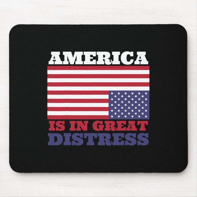 In Great Distress Upside Down American Flag United Mouse Mat (Front)