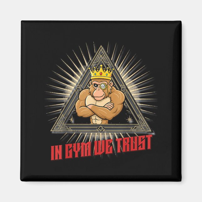 In Gym We Trust Funny Gym Tee Beak Bros Fitness De Magnet (Front)