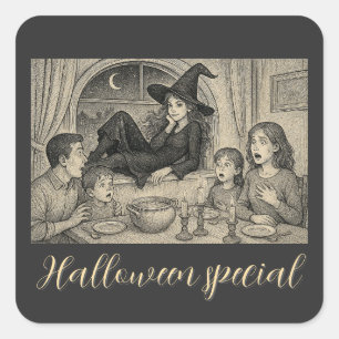 In Halloween welcome the witches! Square Sticker