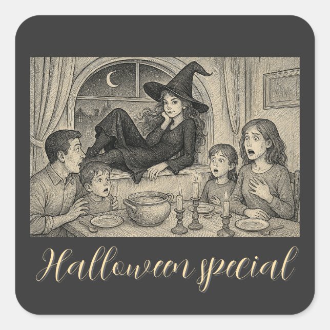 In Halloween welcome the witches! Square Sticker (Front)