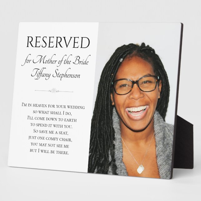 In Heaven Mother of Bride Photo Memorial Wedding Plaque (Side)