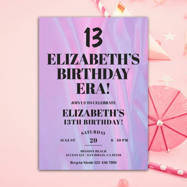 In Her Birthday Era 13th Birthday Party Invitation (Creator Uploaded)