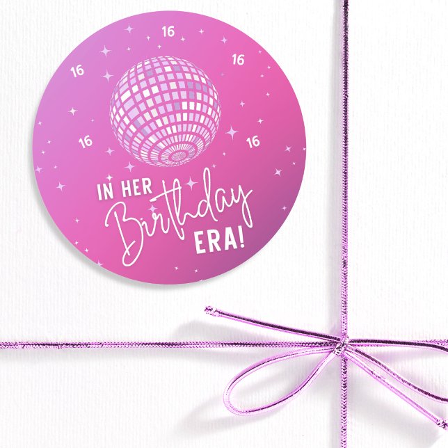 In Her Birthday Era, Era Party, Eras Party Classic Round Sticker (Creator Uploaded)