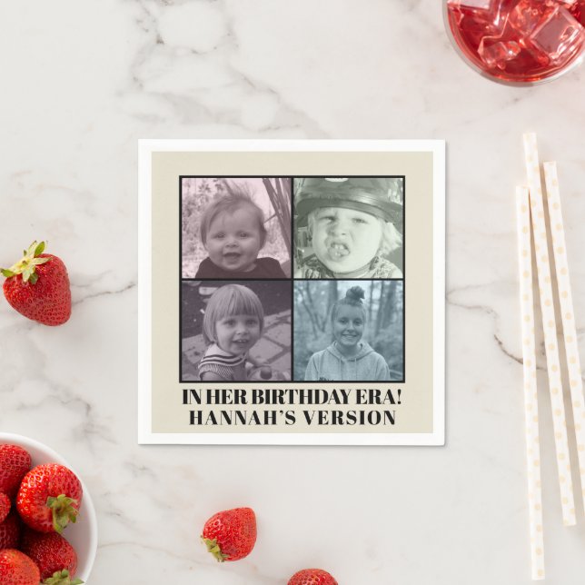 In Her Birthday Era Photo Eras Birthday Party Napkin (Insitu)