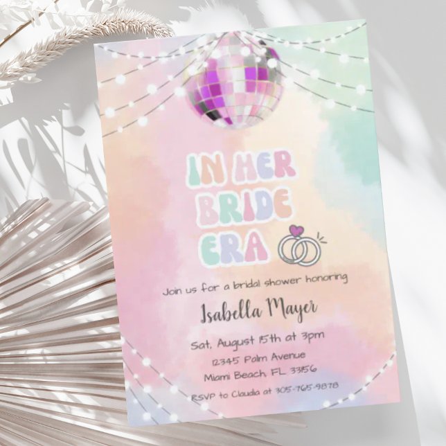 In Her Bride Era Music Retro Pastel Bridal Shower Invitation (Creator Uploaded)