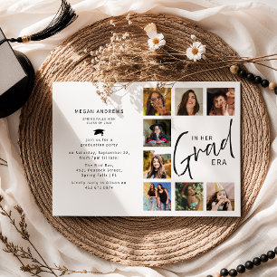 In Her Grad Era Photo Collage Graduation Invitation