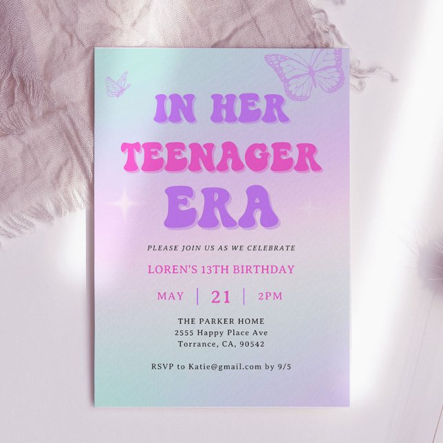 In Her Teenager Era Y2K Girl 13th Birthday Party Invitation (Creator Uploaded)